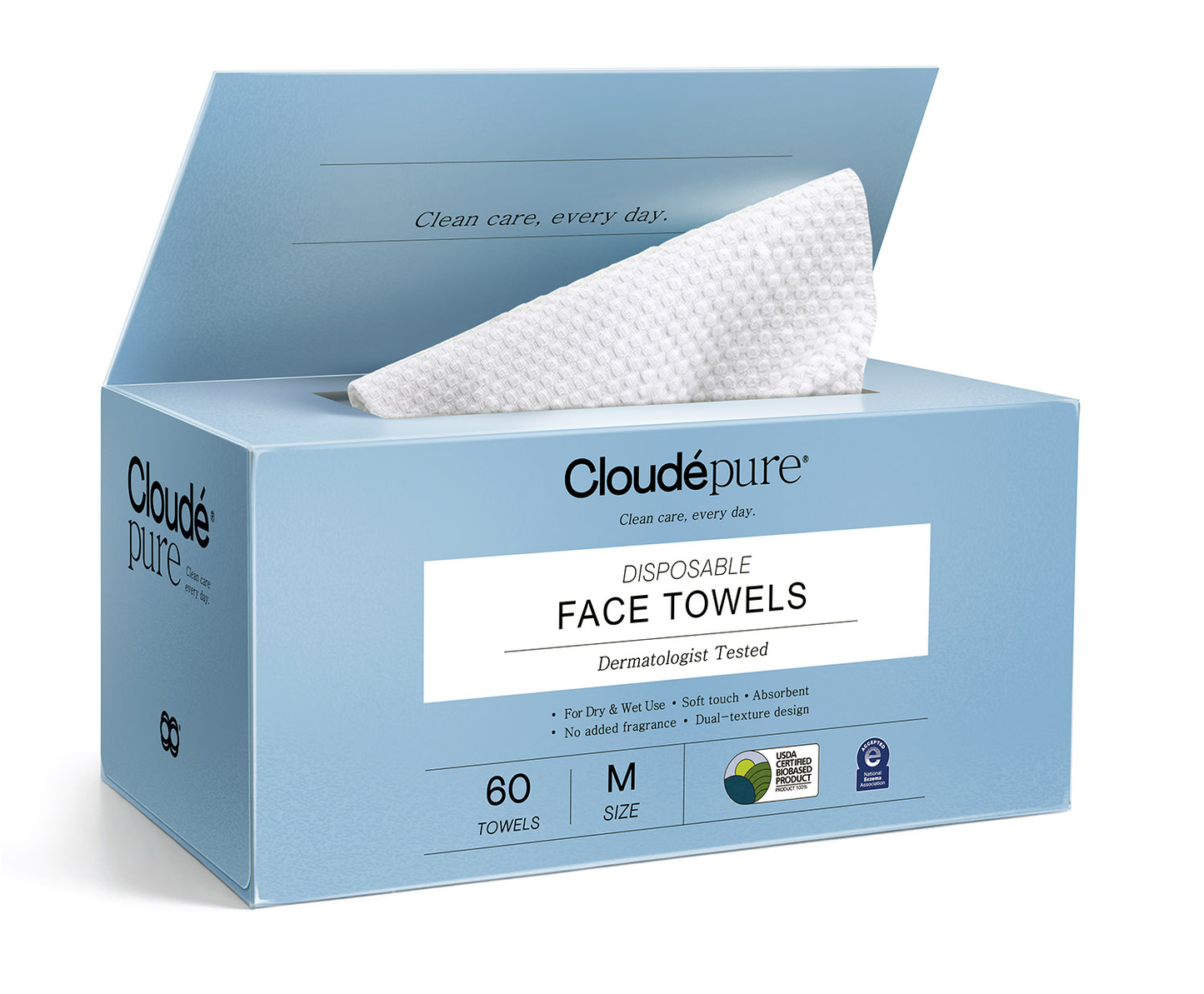 M Disposable Face Towels, 60 Count
