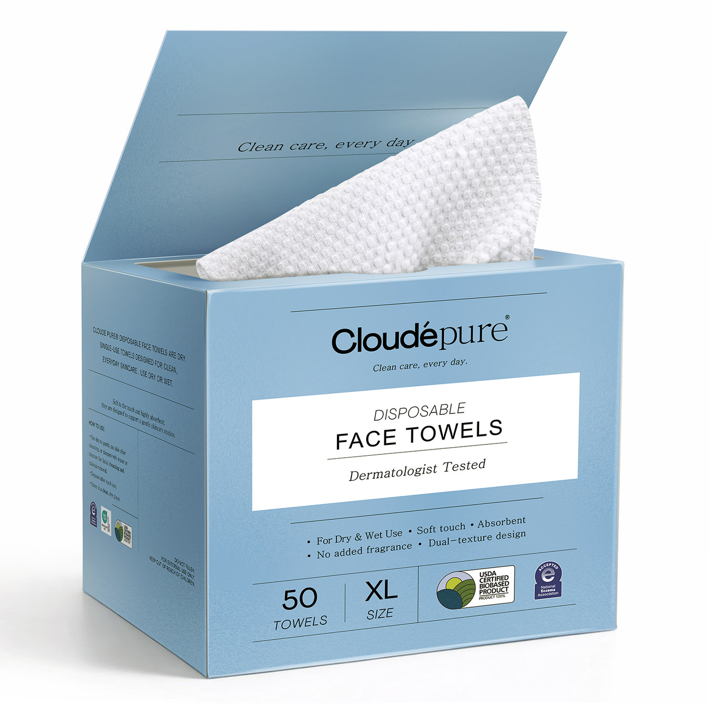XL Disposable Face Towels, 50 Count